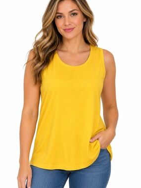 Studio Works Scoop Neck Tank - Mustard Yellow Women's Size XL